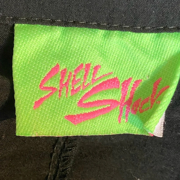 Shell Shock Vintage Mock Neck Windbreaker Black Blue Purple 3/4 zip Jacket - Picture 4 of 5